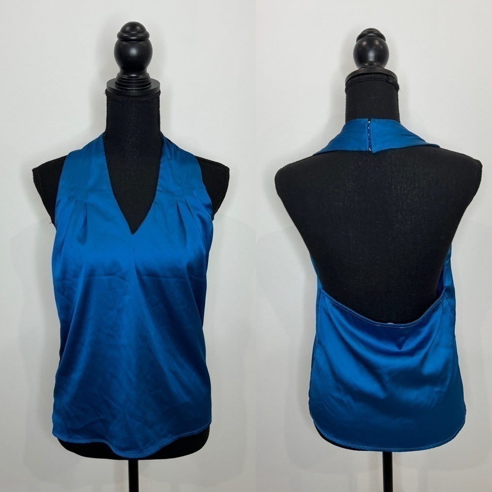 by the way Blue Halter Open Back Top (XS)